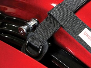 Photo showing close up image of adjustability of NR-USA on red fender